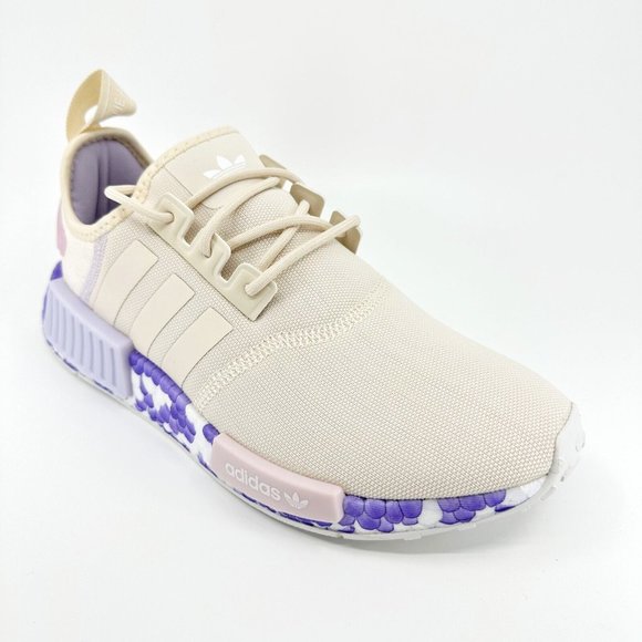 Adidas Originals NMD R1 Wonder White Beige Purple Womens Running Shoes GW5694 - Picture 2 of 6